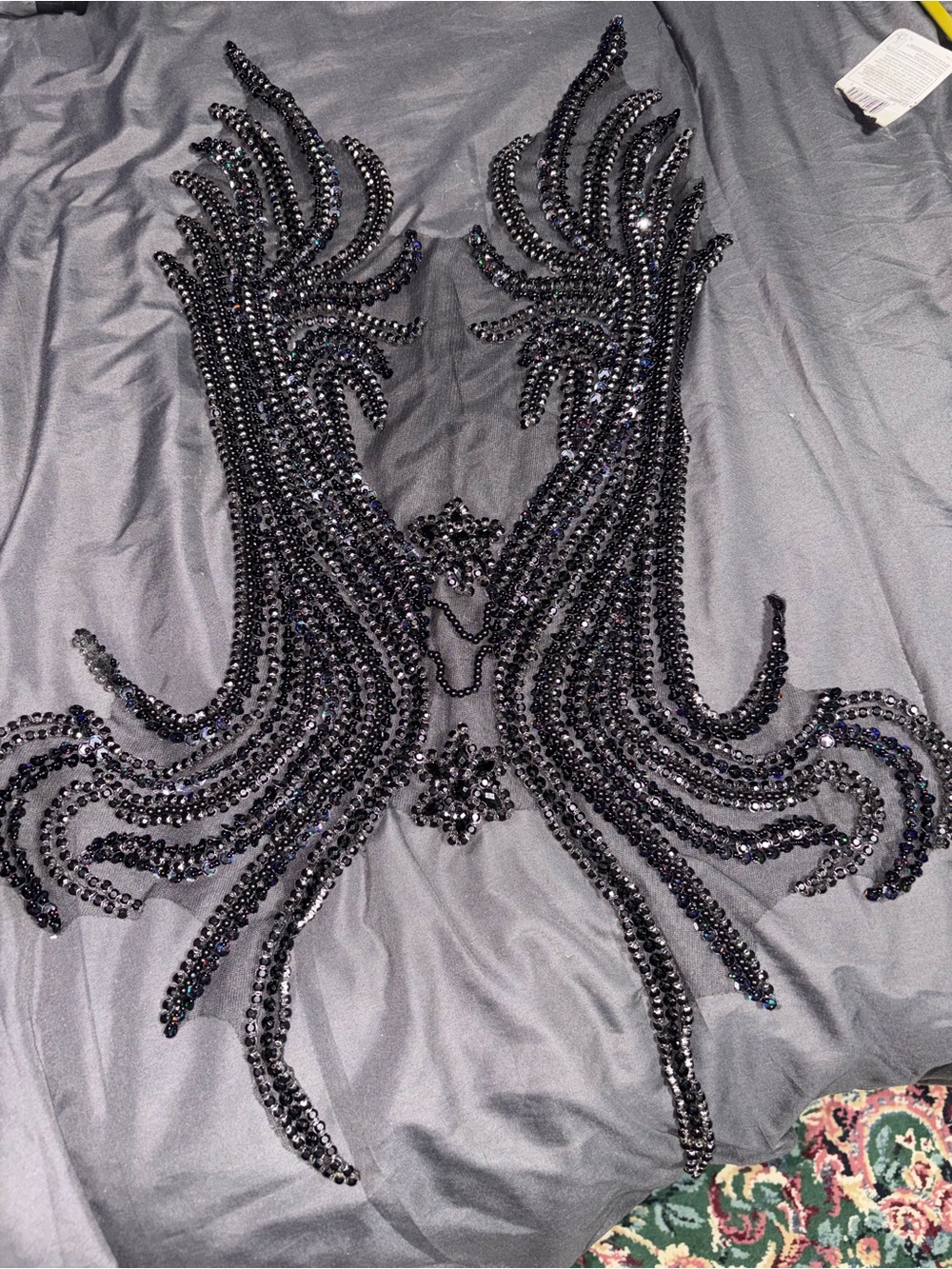 Black Beaded Applique Accent for Women - Decorative Accessory